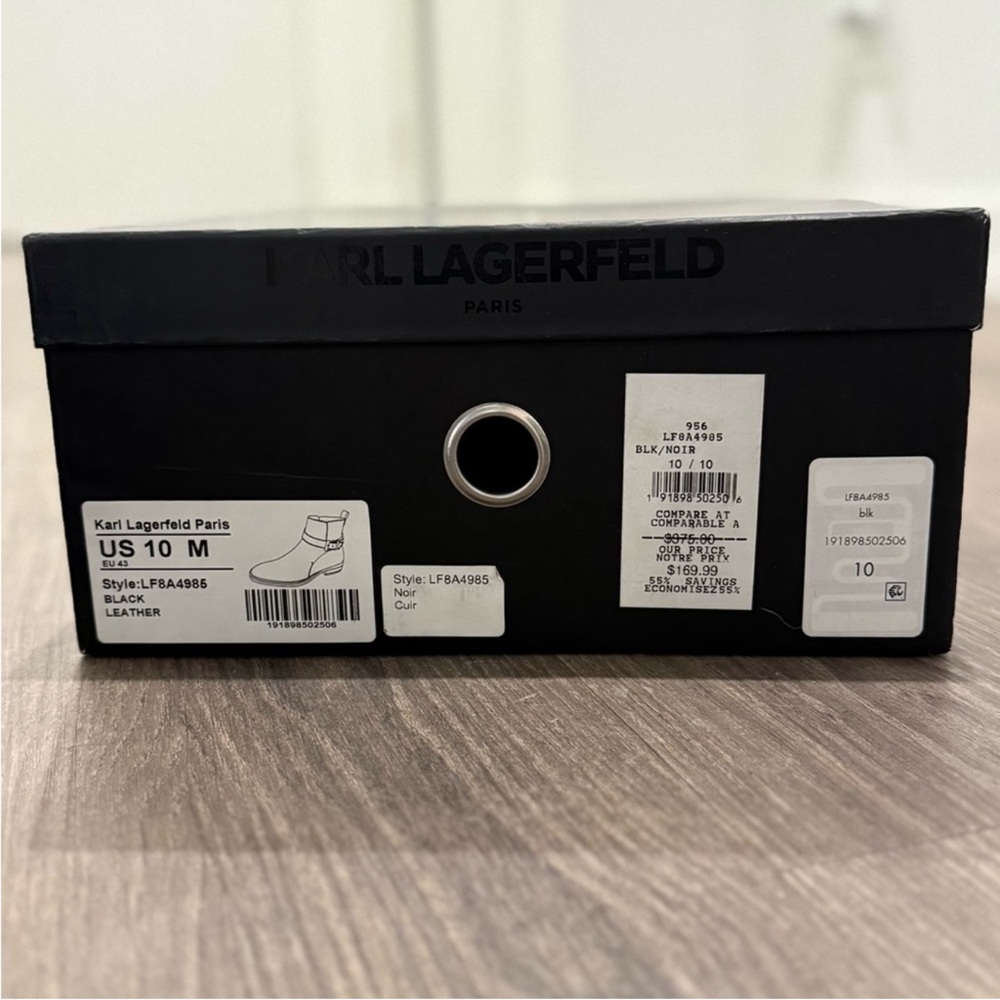 Karl Lagerfeld Black Ankle Boots with Buckle - Picture 4 of 5